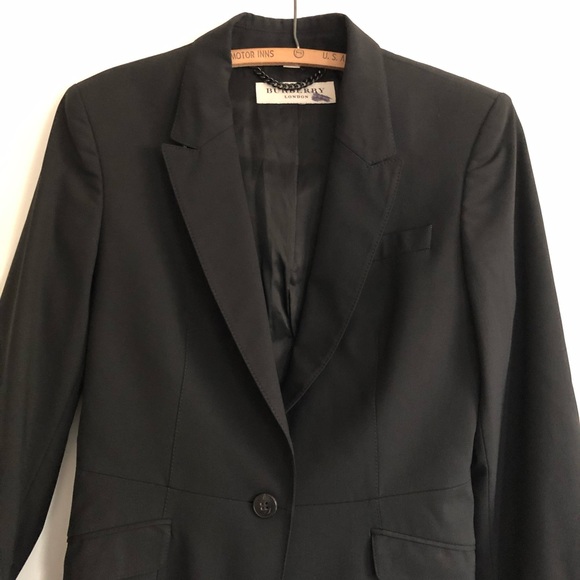 Burberry London Wool Blazer Fitted Black US 8 - Picture 2 of 11